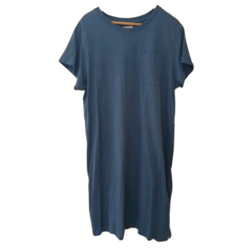 Pact Organic Cotton S/S Midi T Shirt Dress Size XL Pocket Casual Beach Travel